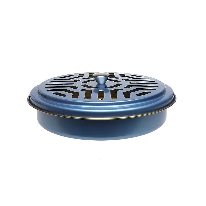 Fireproof Mosquito Coil Box with Serrated Lid | Outdoor Iron Coil Holder for Camping