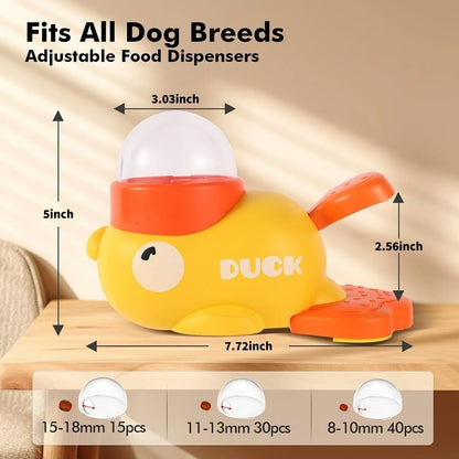 Pet interactive food distribution slow feeder, durable and cute duck shaped, intellectual training, reduces bloating (yellow)