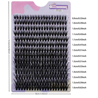 14 Rows 280 Clusters 40D Mix 9-16mm Cluster Lashes Extension | Natural Thick Strip Lashes
