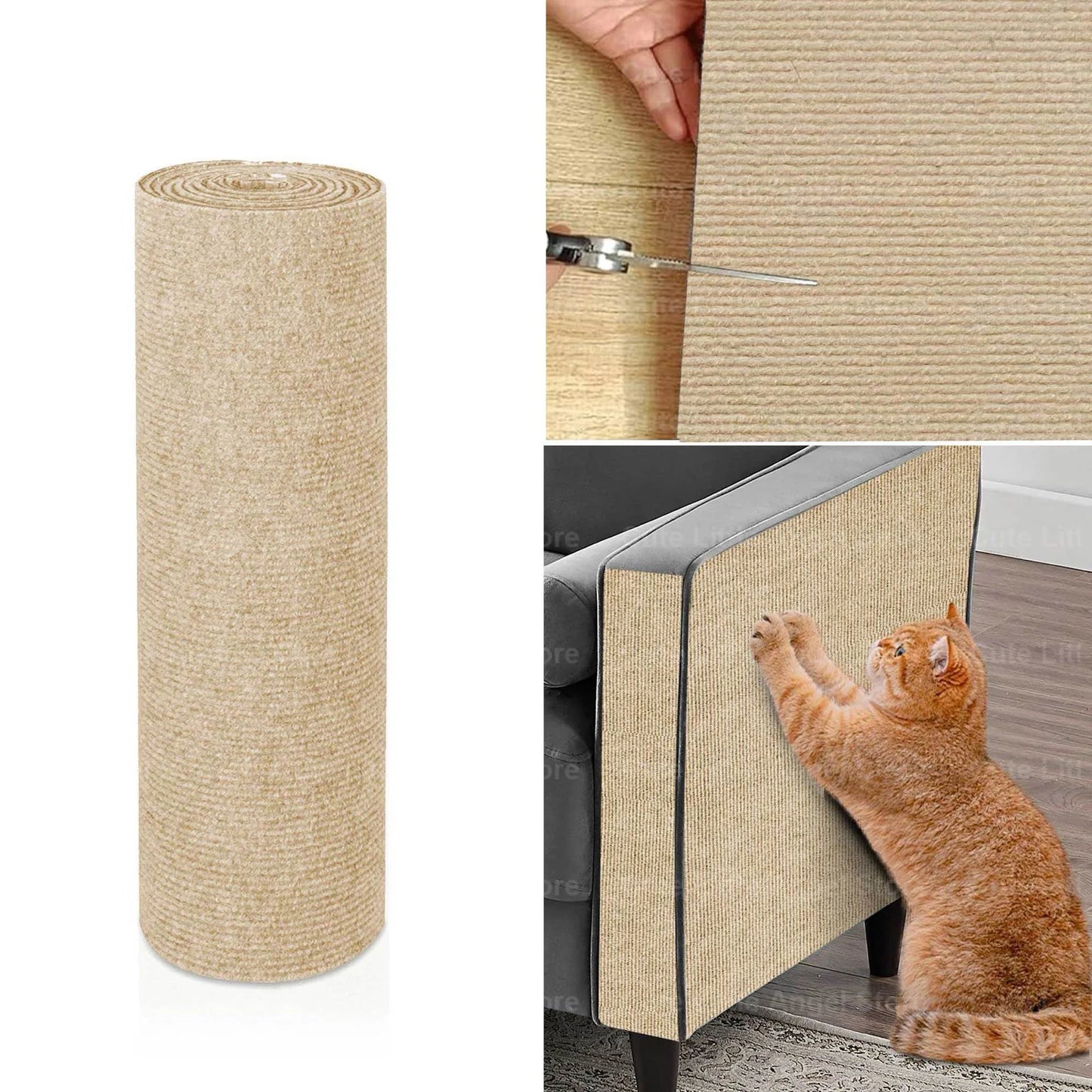 40x300cm Cat Scratcher Sofa Protector Cats Scratcher Pad Board Protection Trimmable Self-adhesive Carpet DIY Cat Scratch Mat