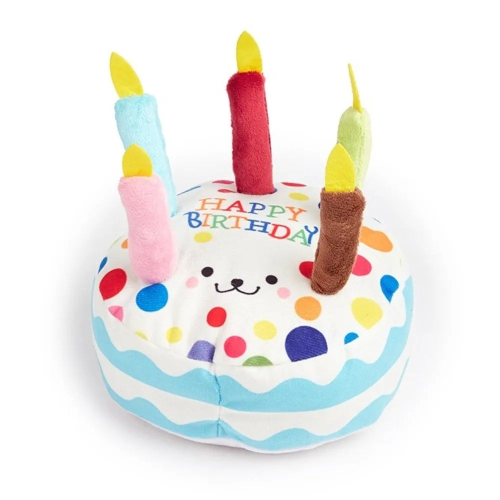 New Birthday Cake Dog Toys Interactive Bite Resistant Gnaw Toys Puppy Teething 16cm Stuffed Cake Doll Party Decor