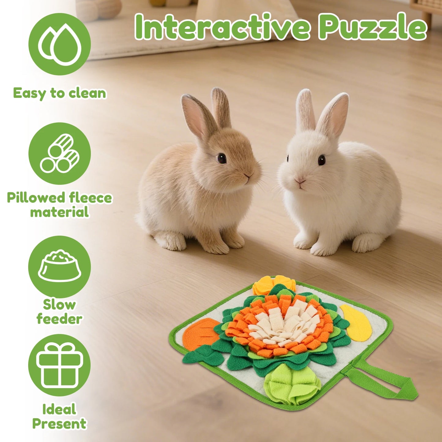 Rabbit Foraging Mat Small Animal Feeding Toy for Hedgehogs Guinea Pigs Chinchilla Snuffle Mat Small Pet Bunny Blanket