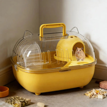 Hamster Carrier Bag Double Layer Clear Cover Outing Cage Travel Hamster Cage For Rabbits Rodents Lizards Transport Short Trip