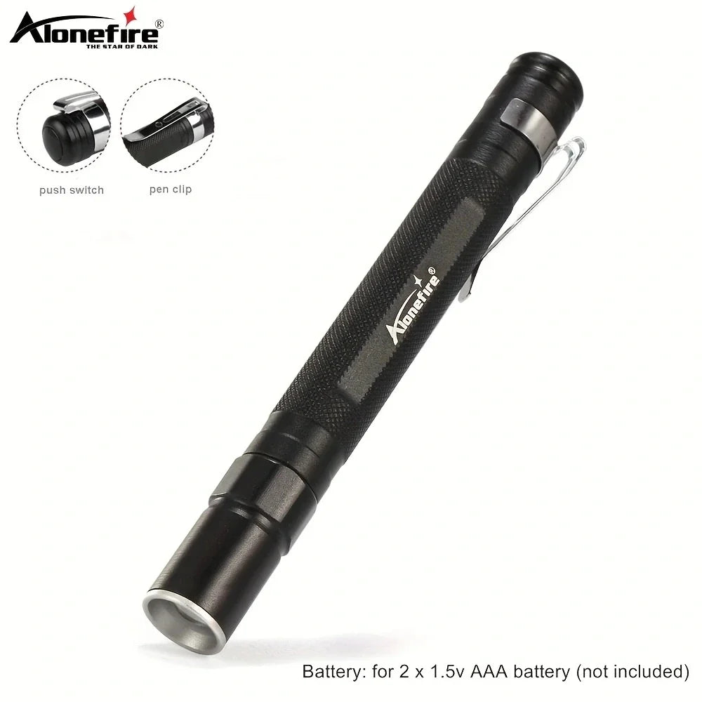 Alonefire 3W XPE LED Mini Penlight Flashlight | Portable Zoom Pocket Torch