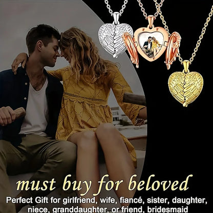Custom Photo Pendant Necklace | Personalized Angel Wing Gift