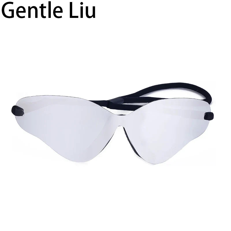 Oversized Punk Rimless Sunglasses | Y2K UV400 Mirror Lens Shades