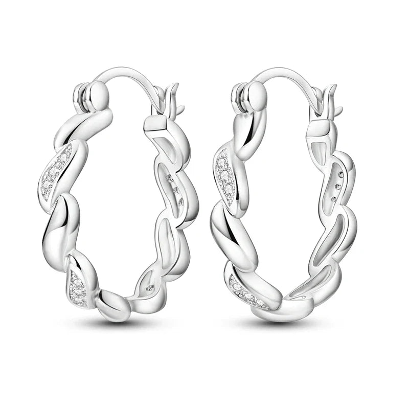 925 Sterling Silver Hoop Earrings with Zircon | Classic U-Shaped Women Jewelry