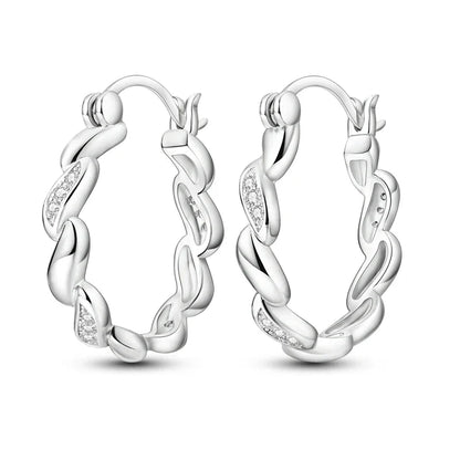 925 Sterling Silver Hoop Earrings with Zircon | Classic U-Shaped Women Jewelry