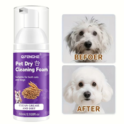 Pet Dry Shampoo for Dogs & Cats - Waterless Foam No Rinse, Deodorizing & Cleaning for Puppy Kitten