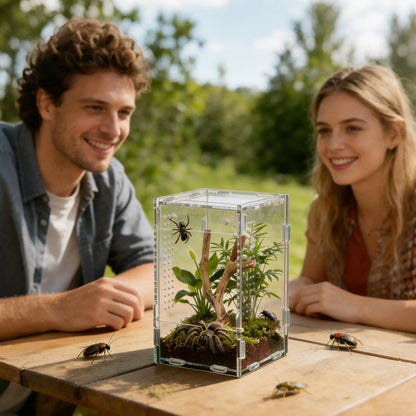 Reptile Enclosure Front Opening Escape Proof Habitat Acrylic Jumping Spider Habitat For Observation Home Pet Store Office