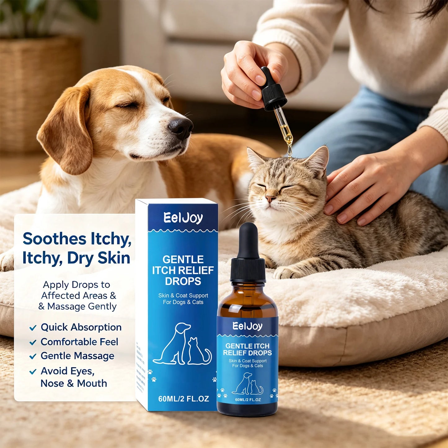 Pet Skin Care Drops Nourishing Fur Relieve Itching & Discomfort Reduce Scratching Moisturizing Gentle Pet Skin Soothing Liquid