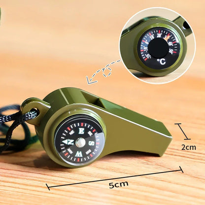 Multifunctional Outdoor Compass Whistle Thermometer | Portable Survival Gear