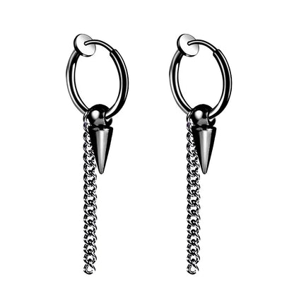 Black Arrow Punk Stainless Steel Stud Earrings | Unisex Gothic Ear Clip Set