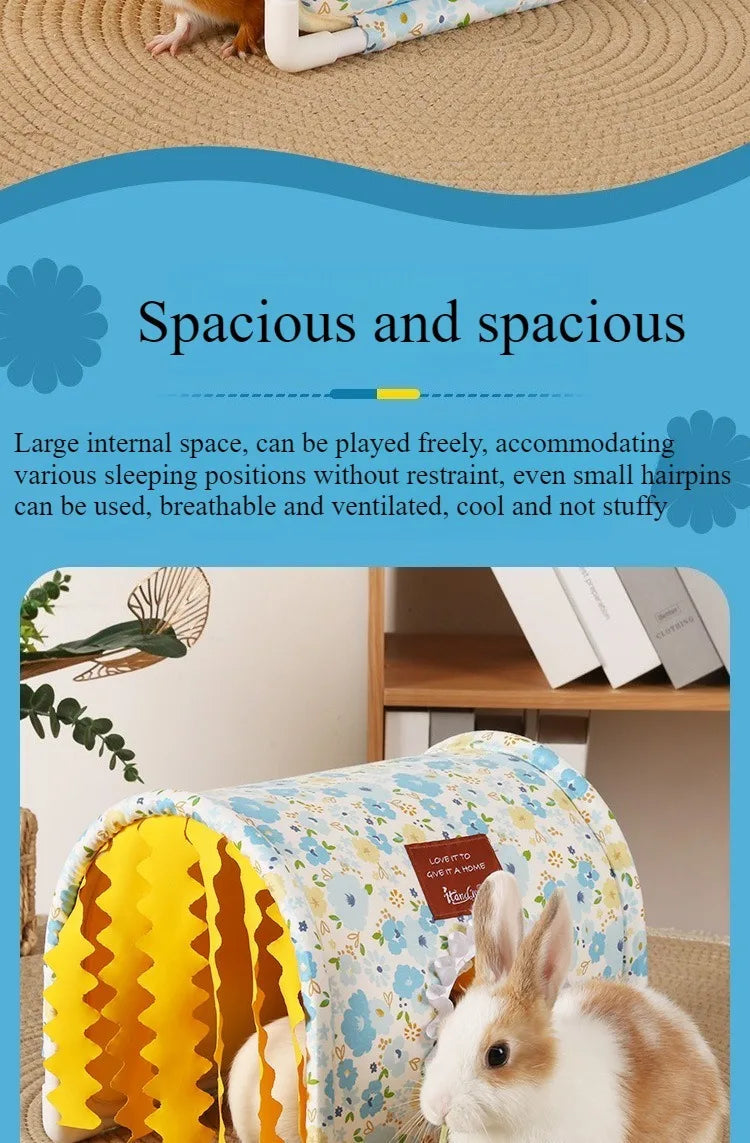 Small Animal Hideout Bed-Soft Pet House with Open Entrance,Safe Rounded Corners for Guinea Pigs/Hamsters/Rabbits-Decor Shelter