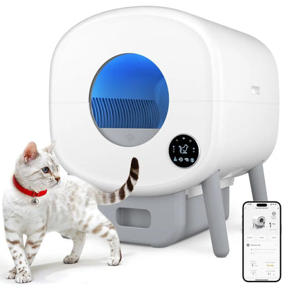 Large Capacity Self Cleaning Cat Litter Box, App Control & Safety Protection For Cats, Customized