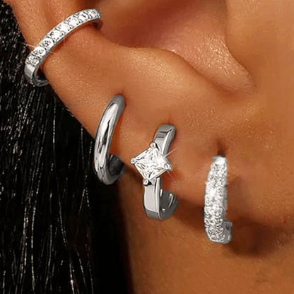 Huggie Hoop Earrings Set for Women | Crystal Zircon Tragus Cartilage Piercing Jewelry