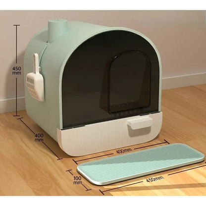 Fully enclosed drawer cat litter box | oversized odor-proof and splash-proof + pink high-value, a must for cat families