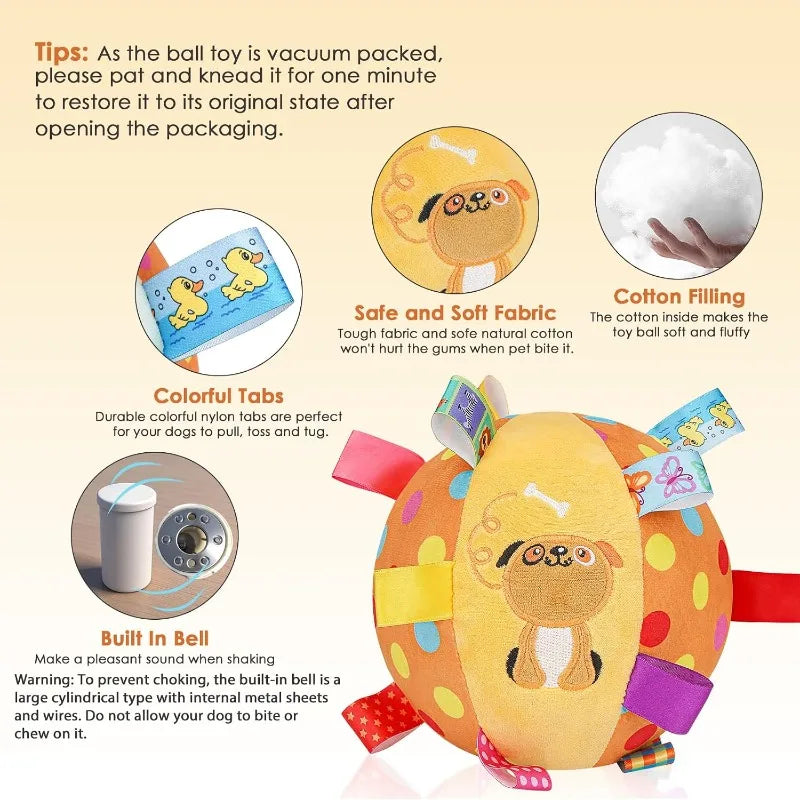 Pet Interactive Fetch Toy for Small To Large DogDog Plush Toy with Straps,Soft Stuffed Ball with Cotton Material