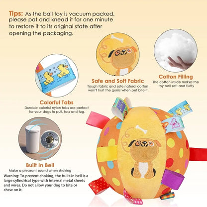 Pet Interactive Fetch Toy for Small To Large DogDog Plush Toy with Straps,Soft Stuffed Ball with Cotton Material