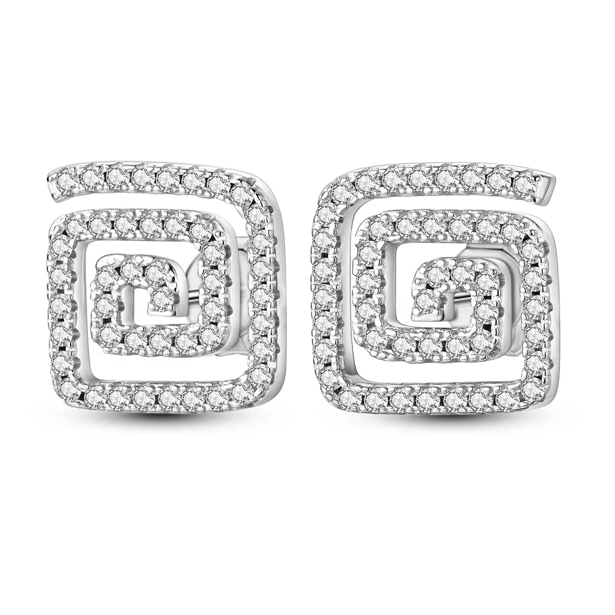 925 Sterling Silver Hoop Earrings with Zircon | Classic U-Shaped Women Jewelry