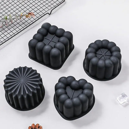 Silicone Mousse Cake Mold Set | Flexible Baking Molds for Heart Star Flower Shapes