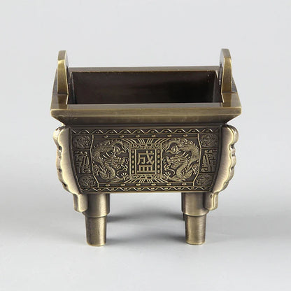 Mini Bronze Incense Burner | Chinese Retro Dragon Carving Decoration