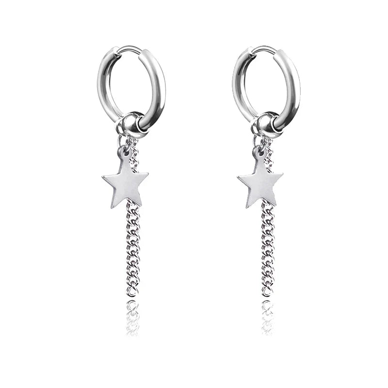 Fashion Punk Gothic Stainless Steel Drop Earrings | Unisex Stud Earrings for Men Women