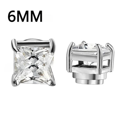 Crystal Magnetic Clip Earrings for Men and Women | Non Piercing Round Zircon Studs