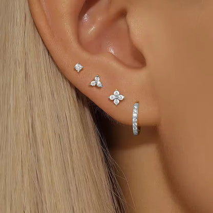 Huggie Hoop Earrings Set for Women | Crystal Zircon Tragus Cartilage Piercing Jewelry