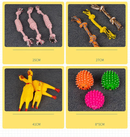 New Dog Toys Pet Ball Bone Rope Squeaky Plush Toys Kit Puppy Interactive Molar Chewing Toy for Small Large Dogs Pug Supplies