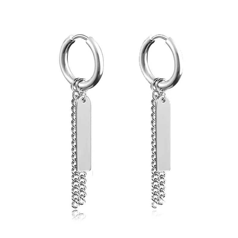Fashion Punk Gothic Stainless Steel Drop Earrings | Unisex Stud Earrings for Men Women
