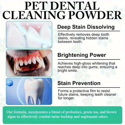 Pet Teeth Cleaning Powder for Dogs - Freshens Breath, Cleans Teeth with Peppermint Oil