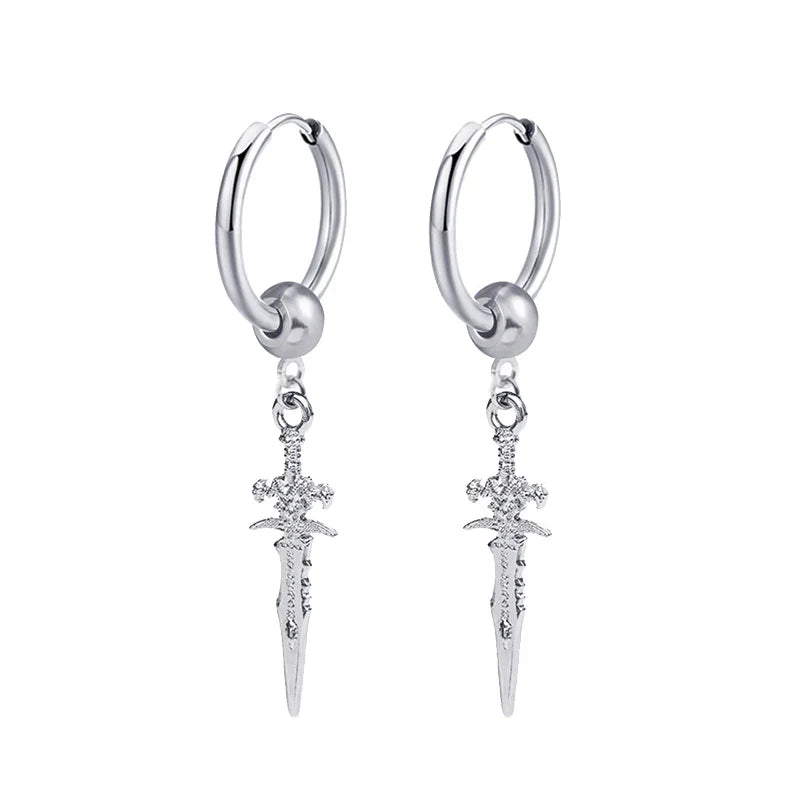 Fashion Punk Gothic Stainless Steel Drop Earrings | Unisex Stud Earrings for Men Women