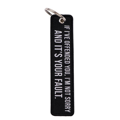 Rock and Roll Key Fob | Black Embroidery Key Tag for Bags and Gifts