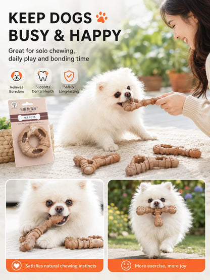 Dog Toy, Bone-Like Teething Stick, Durable, Tooth-Cleaning, Self-Entertaining and Boring, Small Dog-Shaped Pet Toy