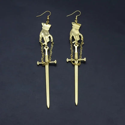 Sword Earrings for Women | Gothic Punk Drop Earrings