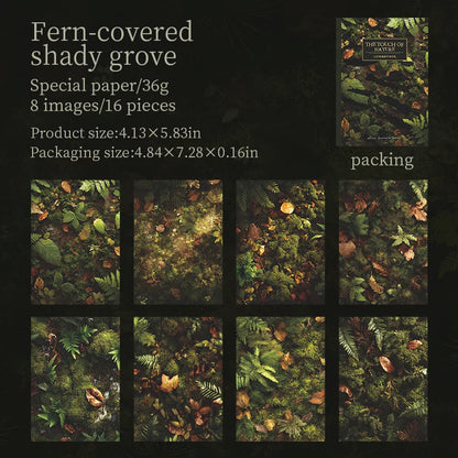 16 Sheets Nature Green Moss Theme Specialty Paper | Scrapbooking and Craft Supplies
