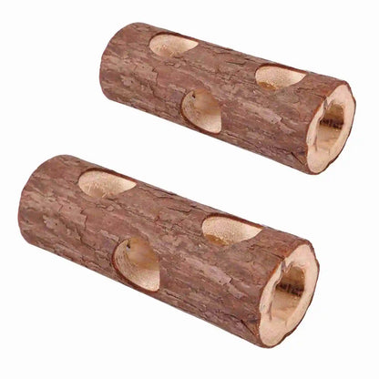 Wooden Hamster Tunnel Versatile Animal Exercise Tube Chew Toy for Rabbit Ferret Hamster Guinea Pig