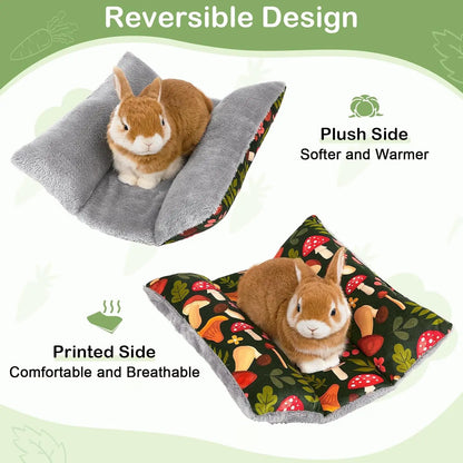 Rabbit Bed Mat Thickened Soft Bunny Bed Washable Cuddle Cushion Mat Double-Sided Plush Small Pet Flop Cotton Pillow for Rabbit