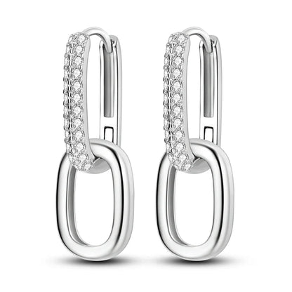 925 Sterling Silver Hoop Earrings with Zircon | Classic U-Shaped Women Jewelry