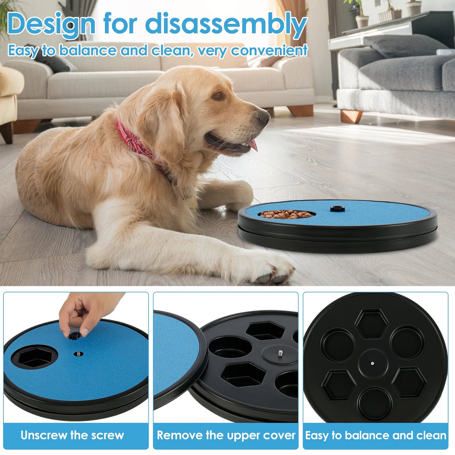 Round Dog Nail Scratch Board 360° Rotating Dog Scratch Pad with Snack Compartments Interactive Pet Toy Pet Supplies Accessories