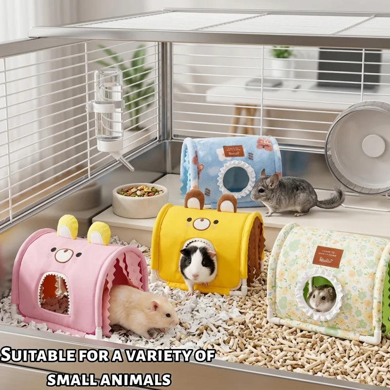 Small Animal Tunnel Hideout Cute Bed Cave Toy for Guinea Pig Rabbit Ferrets Hedgehog Rat Chinchilla Cage Accessory