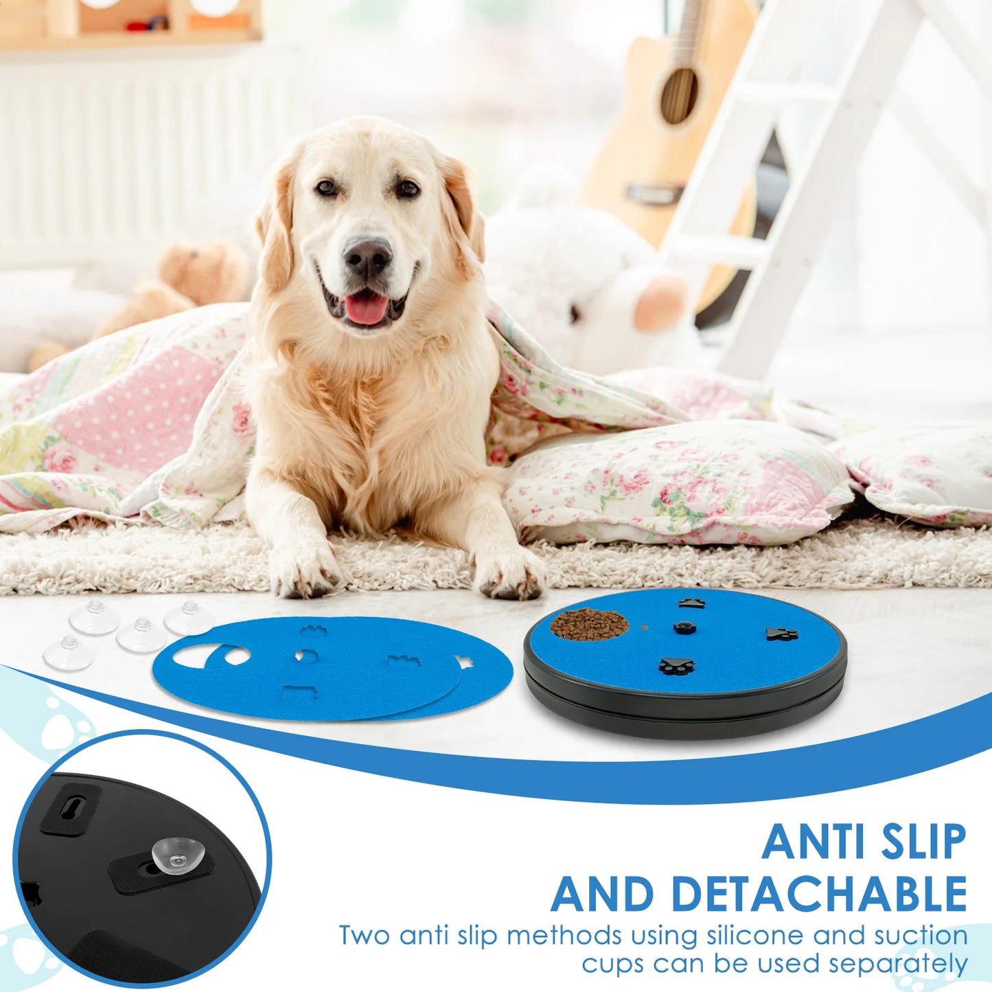Round Dog Nail Scratch Board 360° Rotating Dog Scratch Pad with Snack Compartments Interactive Pet Toy Pet Supplies Accessories