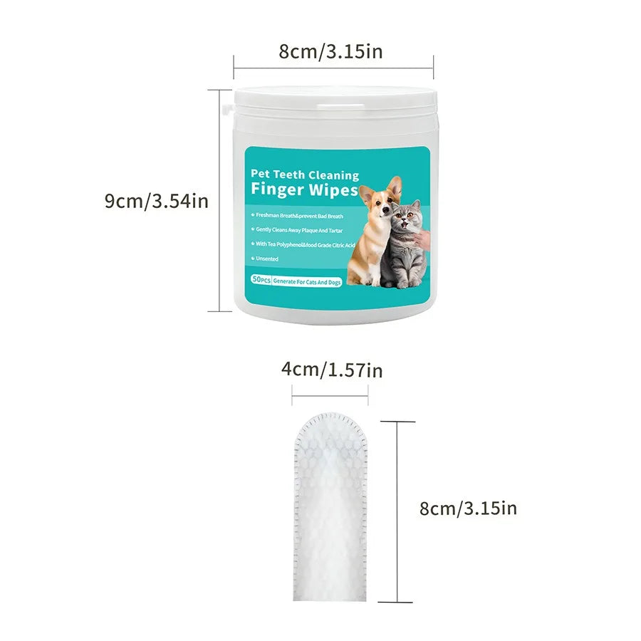 Pet Cleaning Products Disposable Finger Toothbrush Pet Teeth Cleaning Finger Covers Wet Wipes Dog and Cat Oral Cleaning