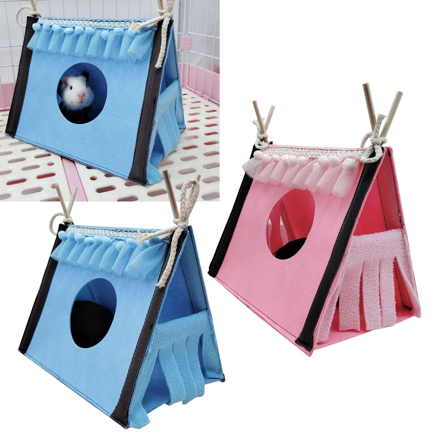 Guinea Pig Hideout Tunnel Tent Hamster Hideout Tent Rabbit Rat Tunnel House Small Animal Tube Warm Habitat