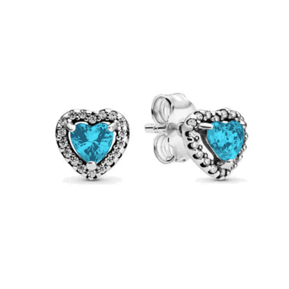 925 Sterling Silver Heart Shaped Zircon Earrings | Charming Girls Jewelry Gift