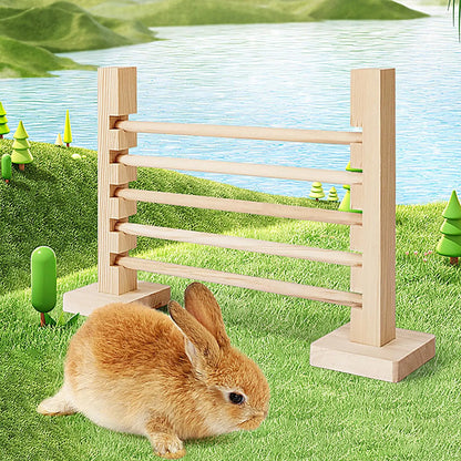 Rabbit Exercise Obstacle Wooden Bunny Agility Equipment Adjustable Height Small Animal Toy Training Games for Pet Habitat Ferret