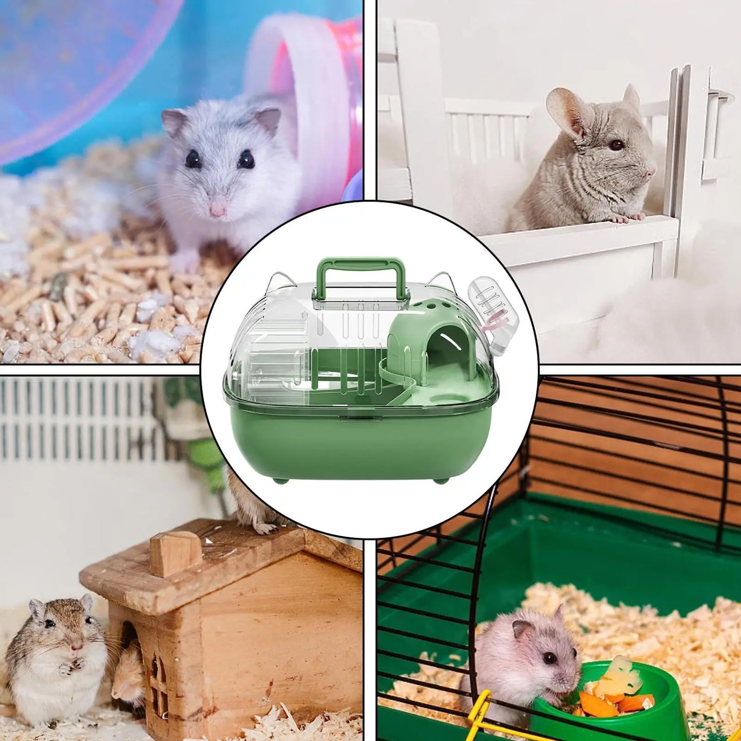 Hamster Carrier Bag Double Layer Clear Cover Outing Cage Travel Hamster Cage For Rabbits Rodents Lizards Transport Short Trip