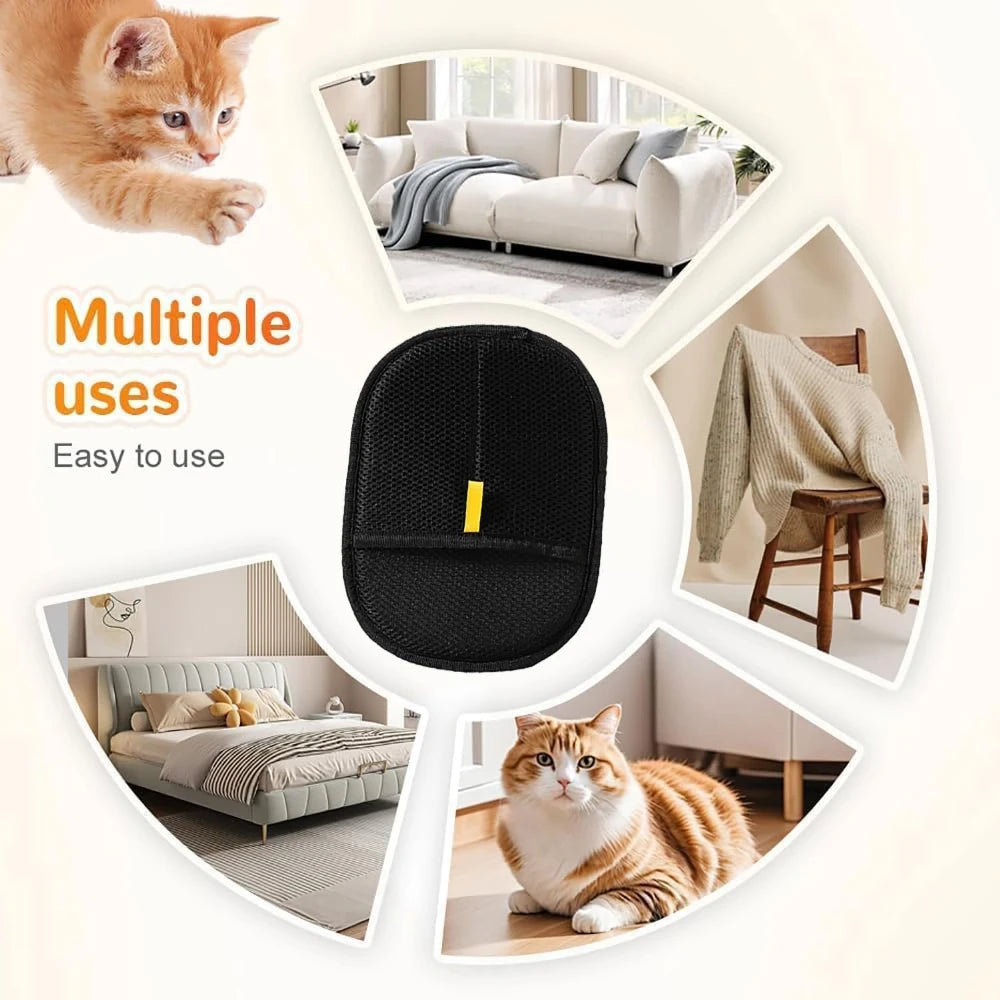 Pet Hair Removal Tool Reusable Static Removal Gloves, Double-Sided Grooming Gloves for Pets Removes Pet Fur Hair for Carpets