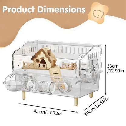 Acrylic Hamster Cage 2-Layer Clear Acrylic Pet Habitats Hamster Enclosure for Indoor Outdoor Home Yard Breeding Observation Pet